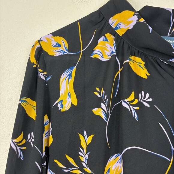 NWOT ModCloth Black Floral Neck Tie Blouse Size XL Romantic Core - Picture 3 of 10